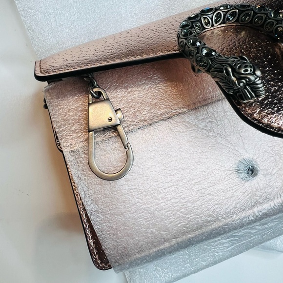 GUCCI NEW DIONYSUS SUPER MINI ROSE GOLD LEATHER BAG CLUTCH PURSE WAIST BAG BUM - Picture 12 of 16